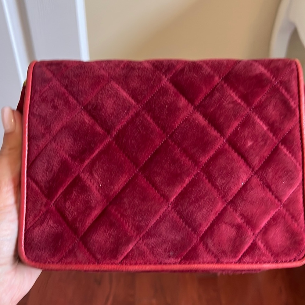 Vintage Red Suede Chanel shoulder bag